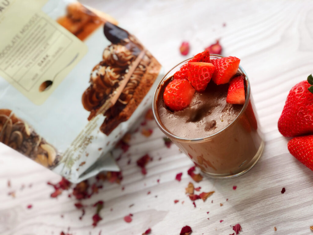 Dark Choc Mousse with Strawberries