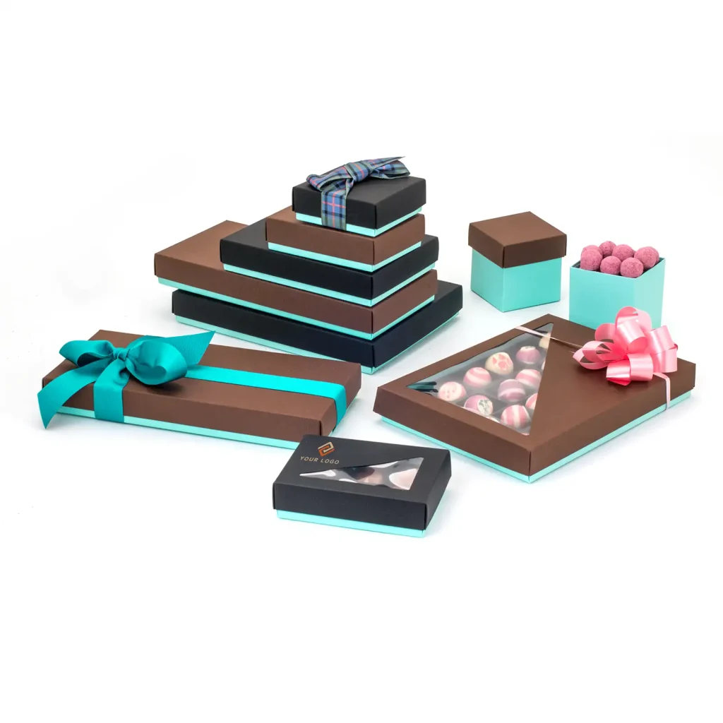 SPC2832_4_12 Choc Pastel Turquoise Folding Base_Pack of 25_group shot of range