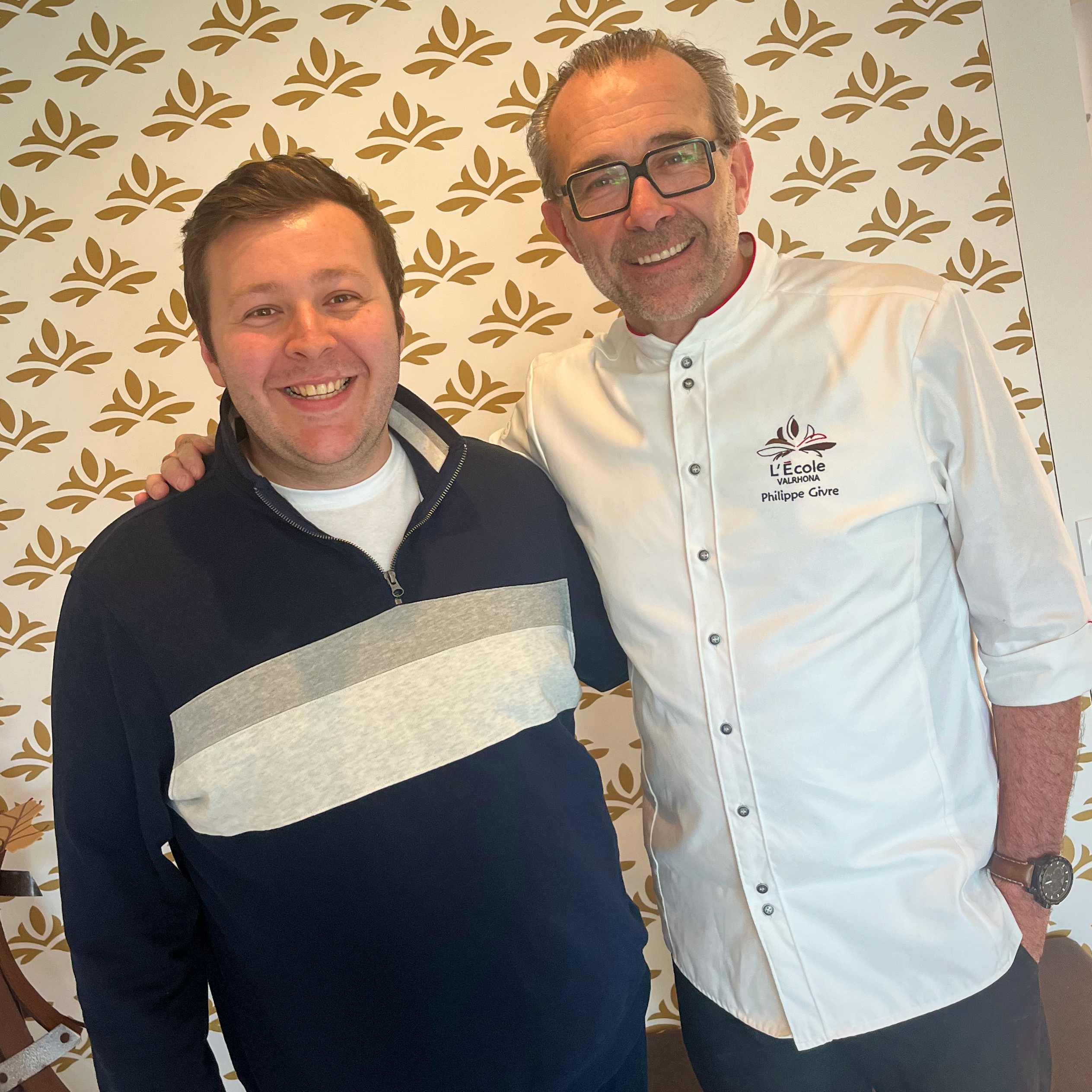 Kevin with Philippe Givre, Executive Chef and Technical Expertise Coordinator at l'École Valrhona