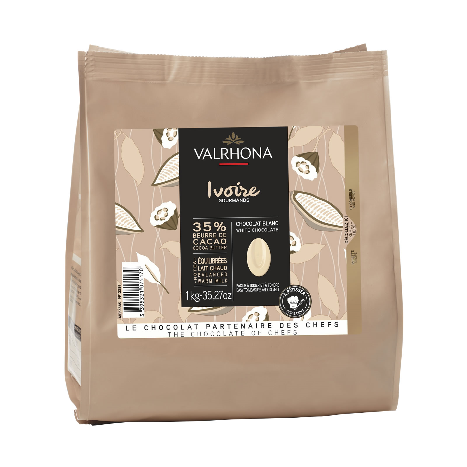 SCC5200A_1_Valrhona Ivoire Indulgent White Chocolate_1kg bag